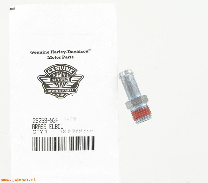   25259-93A (25259-93A / 62570-83): Fitting, straight, with sealant - NOS - Touring Twin Cam