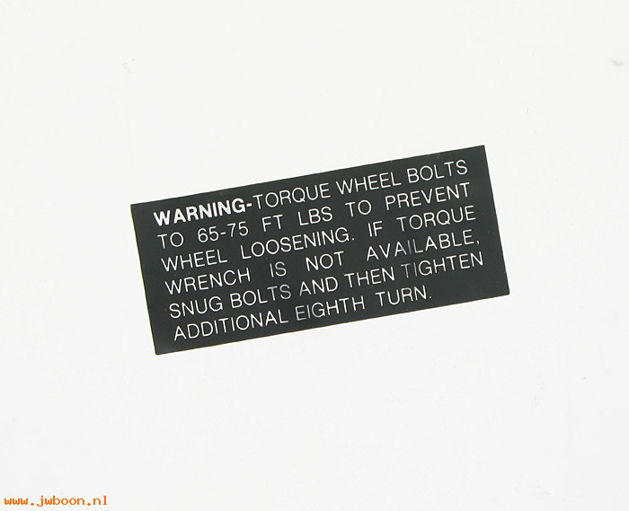   25404-80 (25404-80): Decal "Warning - torque wheel bolts"  NOS - FLT 80-84.FXRT 83-84