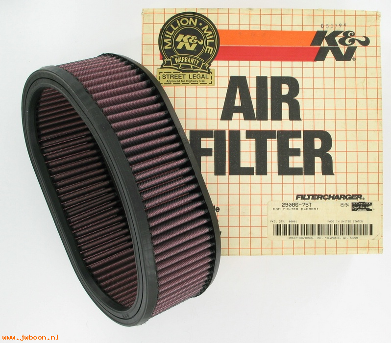   29086-75T (29086-75): K&N air filter element  "Eagle Iron" - NOS - FL,FX 77-e78.XL