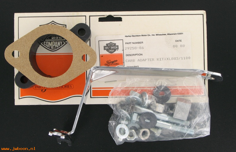   29258-86 (29258-86): Carburetor adapter kit - NOS - Sportster XLH 883 - XLH 1100 '86-