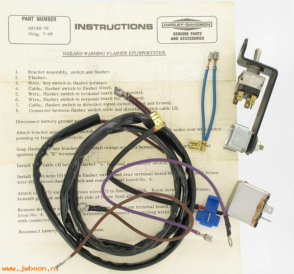   68540-70 (68540-70): Hazard warning flasher kit - NOS - Sportster XLH, XLCH '70-'72