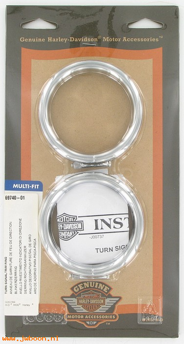   69740-01 (69740-01): Turn signal trim rings - "frenched" look - NOS - FLSTC '88-