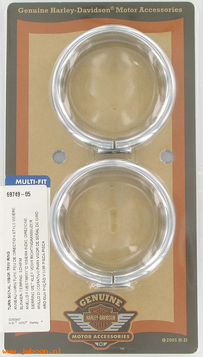   69749-05 (69749-05): Turn signal trim rings,visor style,front,or rear - NOS - Touring