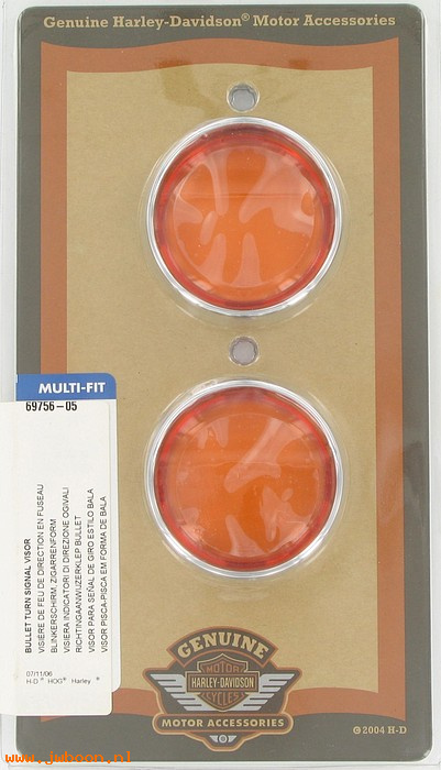   69756-05 (69756-05): Turn signal visor kit - bullet style (2) - amber lenses - NOS