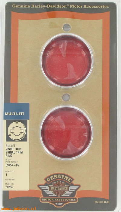   69757-05 (69757-05): Turn signal visor kit - bullet style (2) - red lenses - NOS
