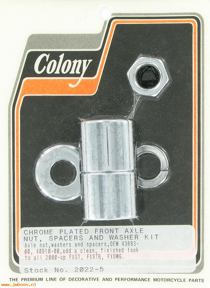 C 2022-5 (40910-00 / 43683-00): Front axle nut and smooth spacer kit - FXST, FXDWG '00-'06