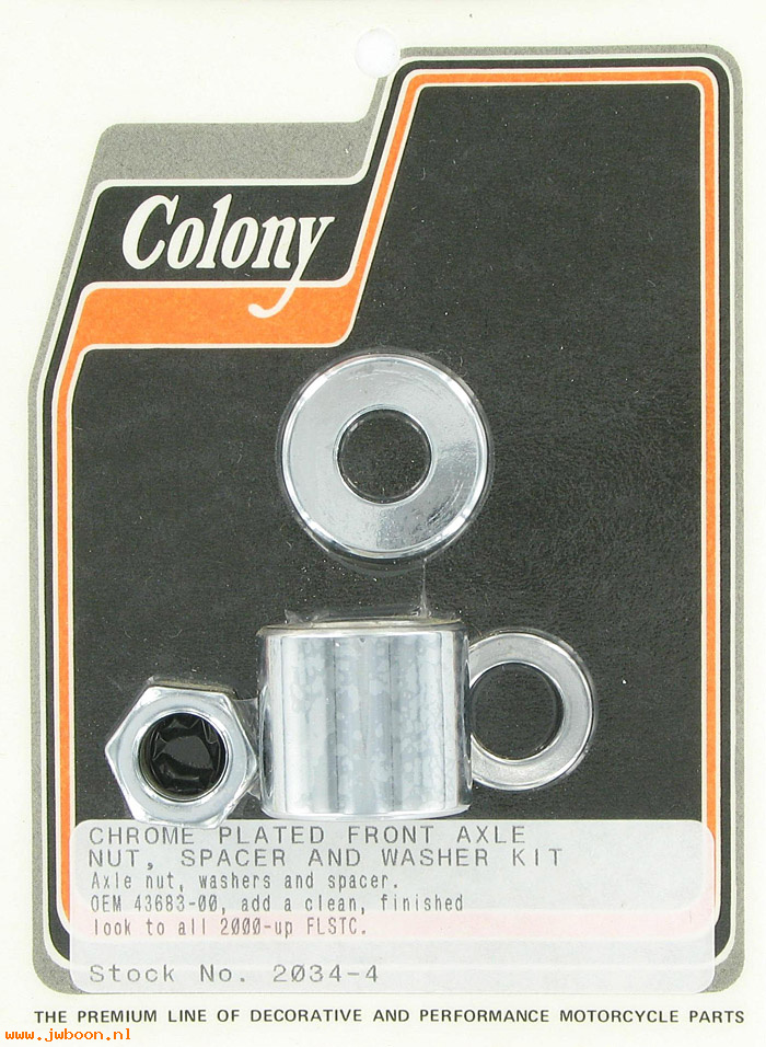 C 2034-4 (43683-00): Front axle nut and spacer kit - FLSTC '00-'06, in stock, Colony