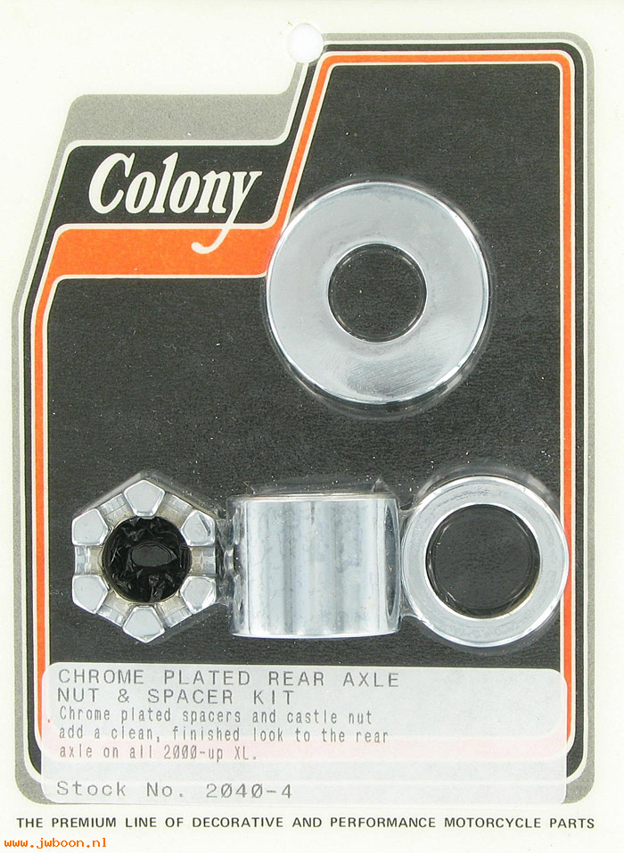 C 2040-4 (40910-00 / 43654-00): Rear axle nut and smooth spacer kit - Sportster XL 00-03,in stock