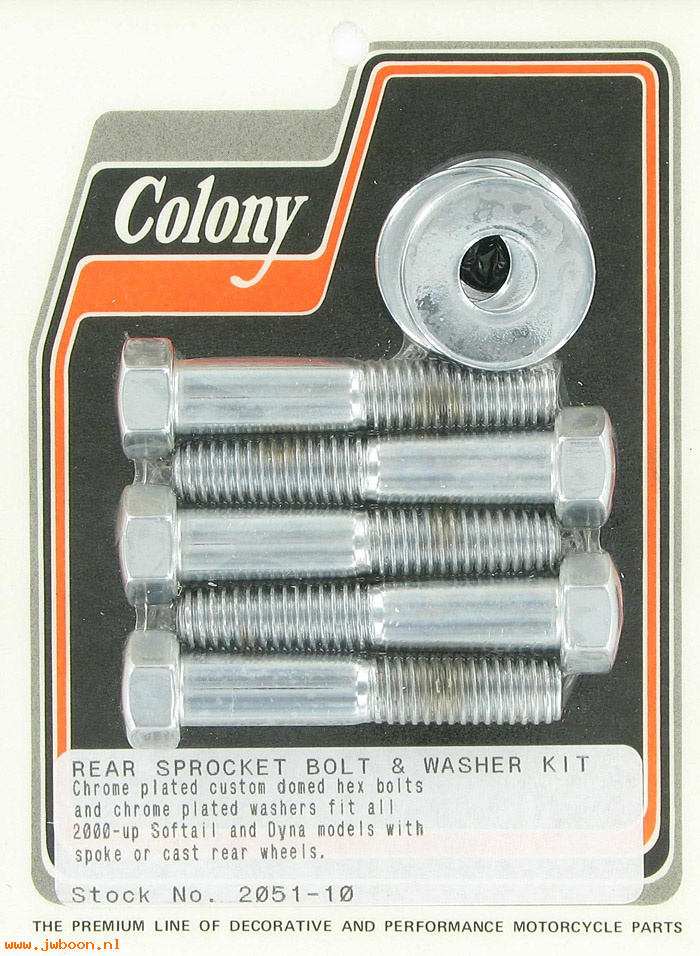C 2051-10 (): Rear sprocket bolt&washer kit, 7/16"-14 x 2 1/4" custom-FXD 00-05