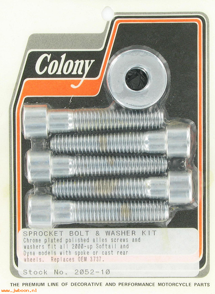 C 2052-10 (    3737): Rear sprocket bolt&washer kit, 7/16"-14 x 2 1/4" Allen- FXD 00-05