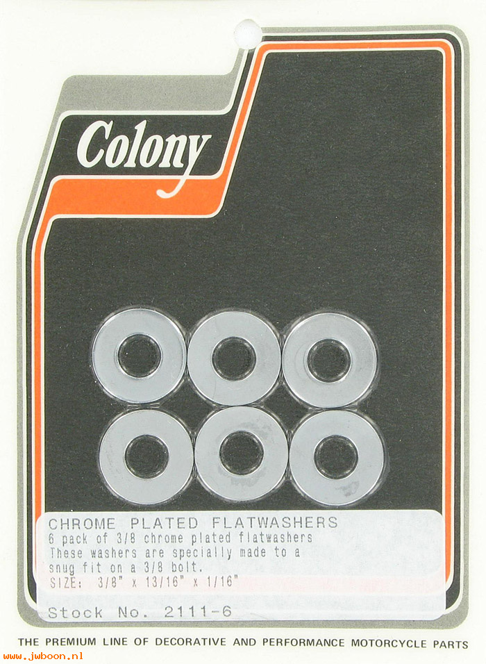 C 2111-6 (): Flatwashers, snug fit,  3/8" x 13/16" x 1/16"  in stock, Colony