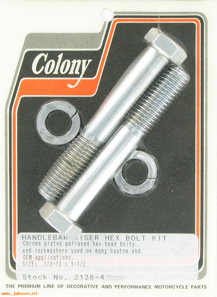 C 2138-4 (): Handlebar riser bolts 1/2"-13 x 3 1/2", Allen, in stock