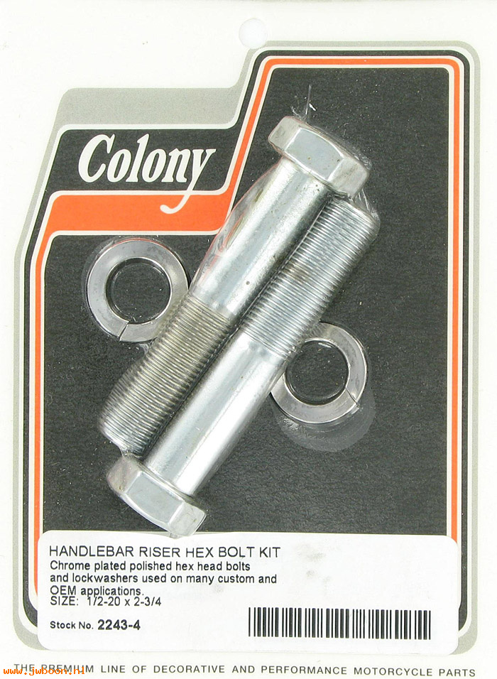 C 2243-4 (): Handlebar riser hex bolt kit - 1/2"-20 x 2 3/4"   in stock