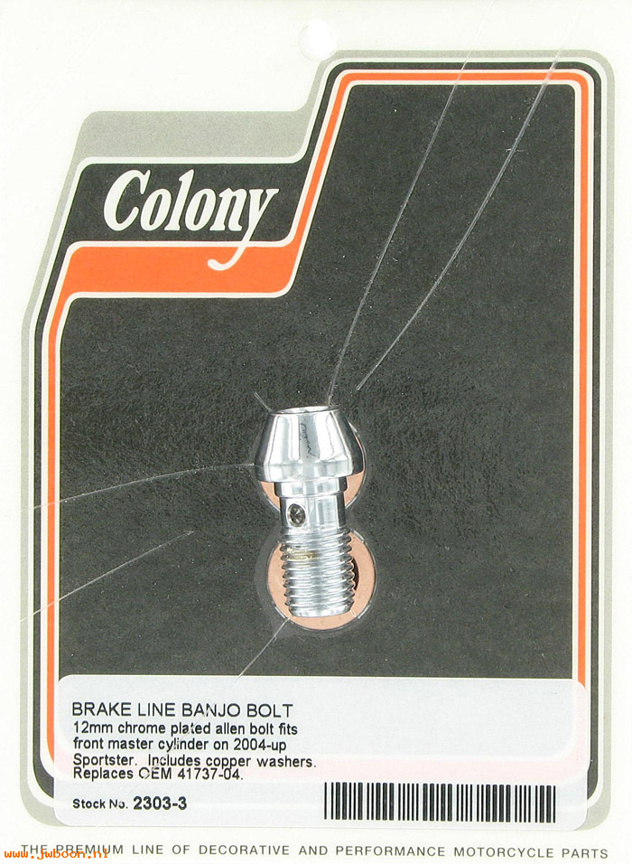 C 2303-3 (41737-04): Brake line banjo bolt, 12mm - Allen, in stock - Sportster XL 04-