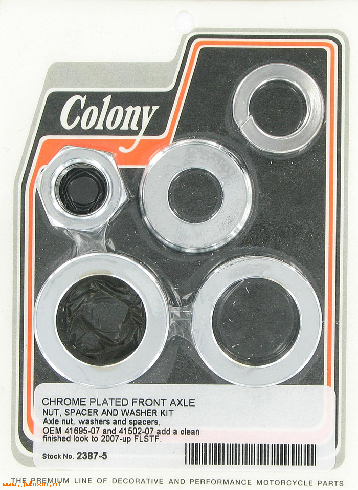 C 2387-5 (41695-07 / 41502-07): Front axle nut, washer and spacer kit - smooth - FLSTF '07-