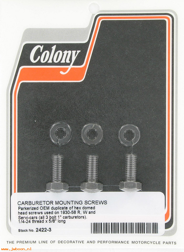 C 2422-3 (    3754 / 1123-29): Carburetor mounting screws,1/4"-24 x 5/8" 1" carbs.750cc,VL,UL,EL