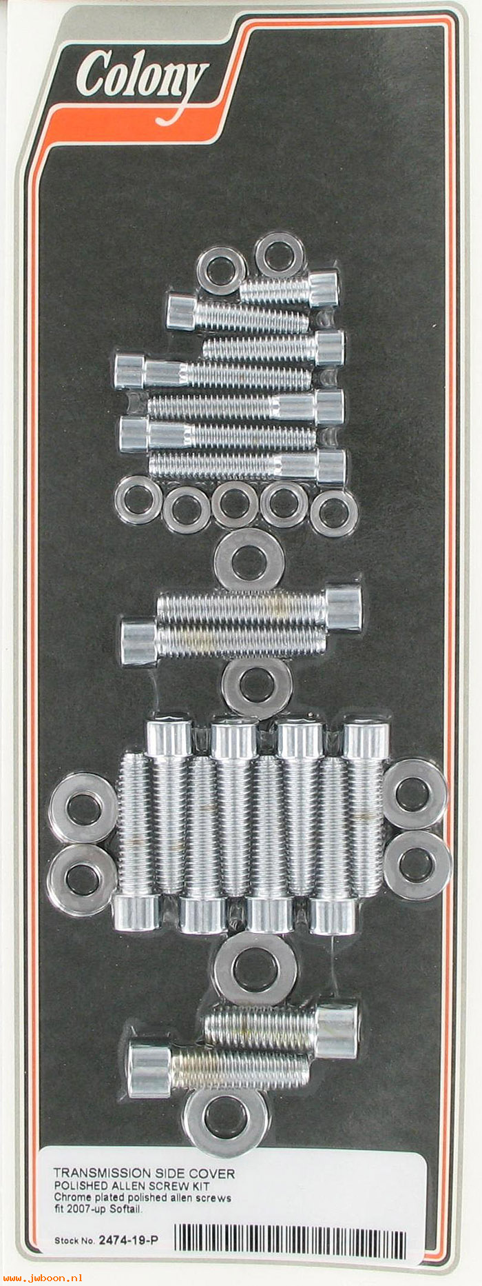 C 2474-19-P (): Transmission side cover screw kit - polished Allen-Softail '07-