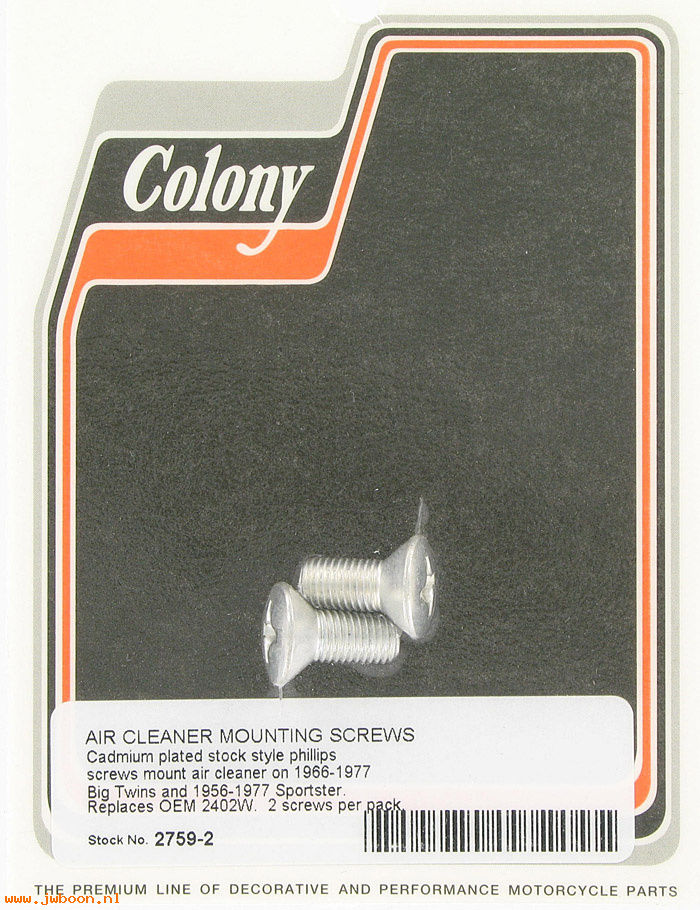 C 2759-2 (    2402W): Screws - air cleaner cover - KH,XL 56-71. Servi-car 56-73. FL,FX
