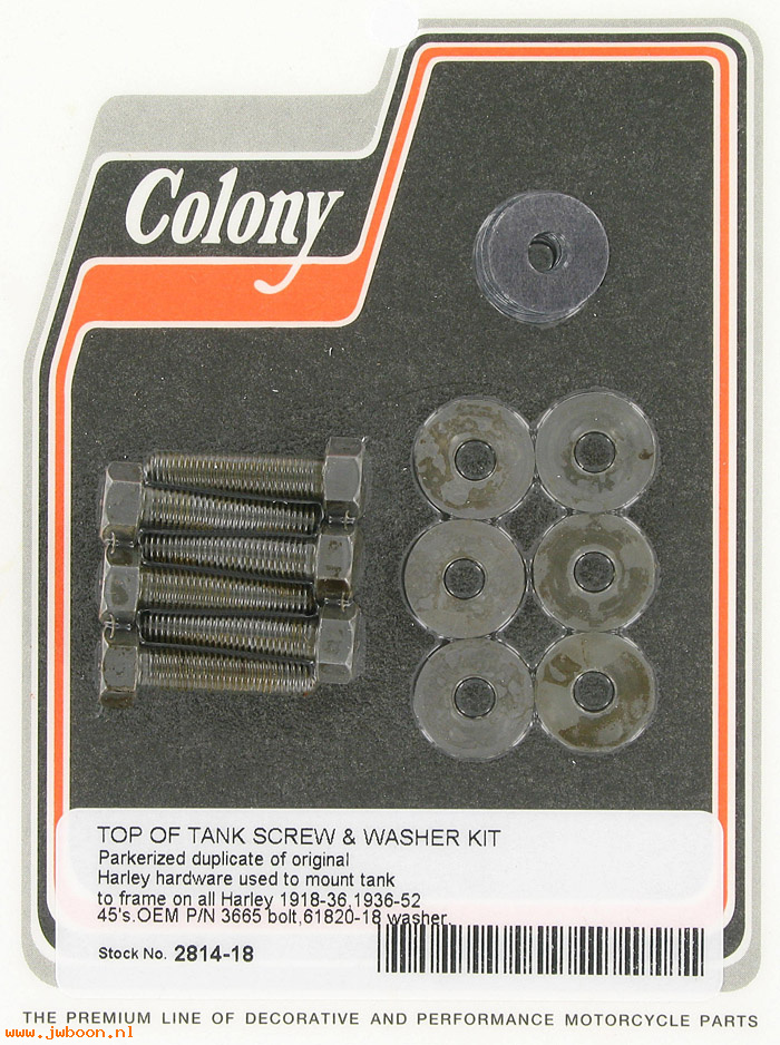 C 2814-18 (    3665 / 61820-18): Tank top screw kit (6), stock 7/32"-32 - All models 18-36. 750cc