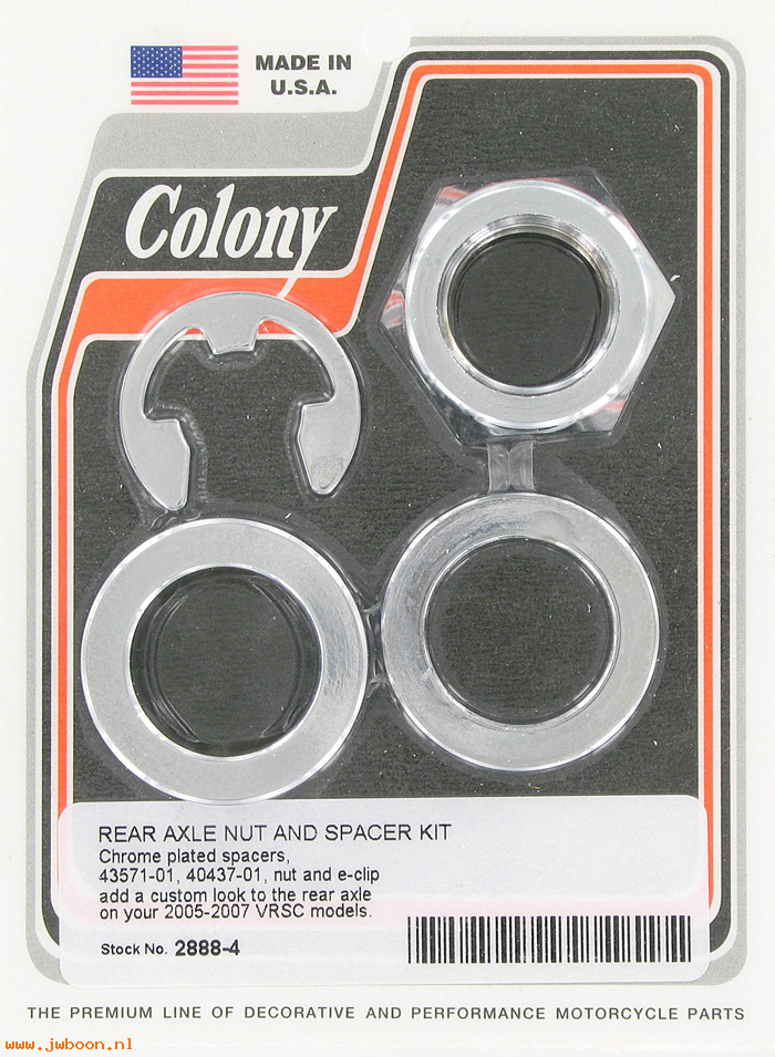 C 2888-4 (43571-01 / 40437-01): Rear axle nut and spacer kit - V-rod '02-'07, in stock