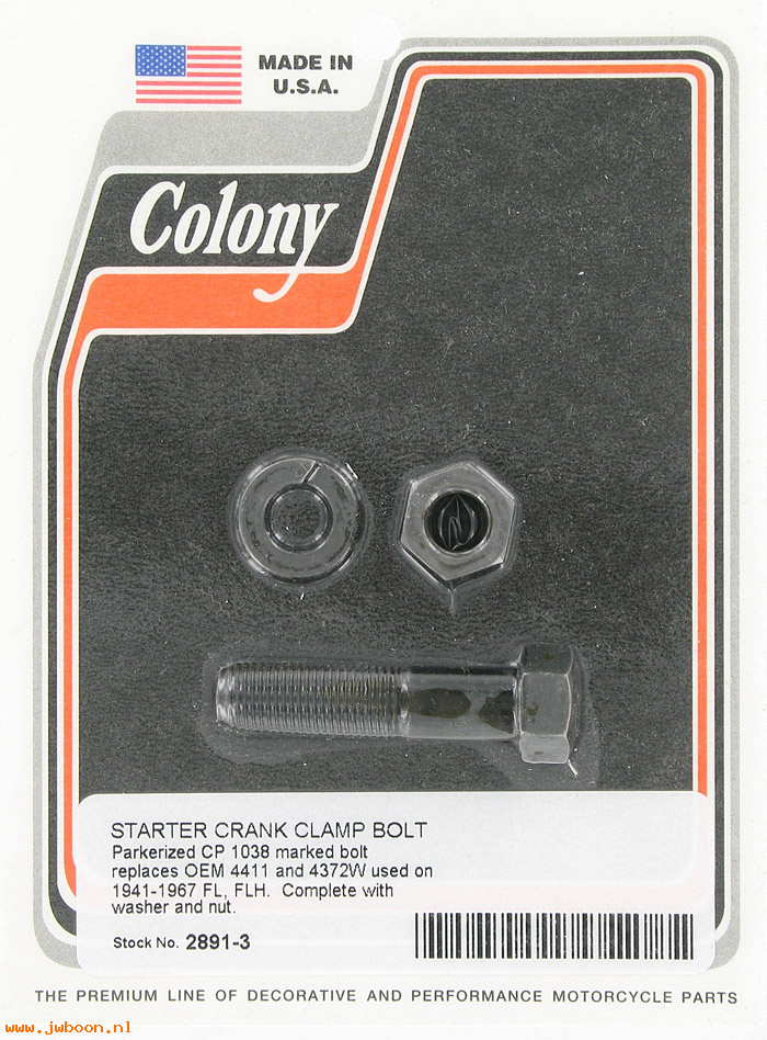 C 2891-3 (    4372W / 4411): Bolt & nut, starter crank clamp,1038 CP - FL,FX 54-71.S-car 60-63