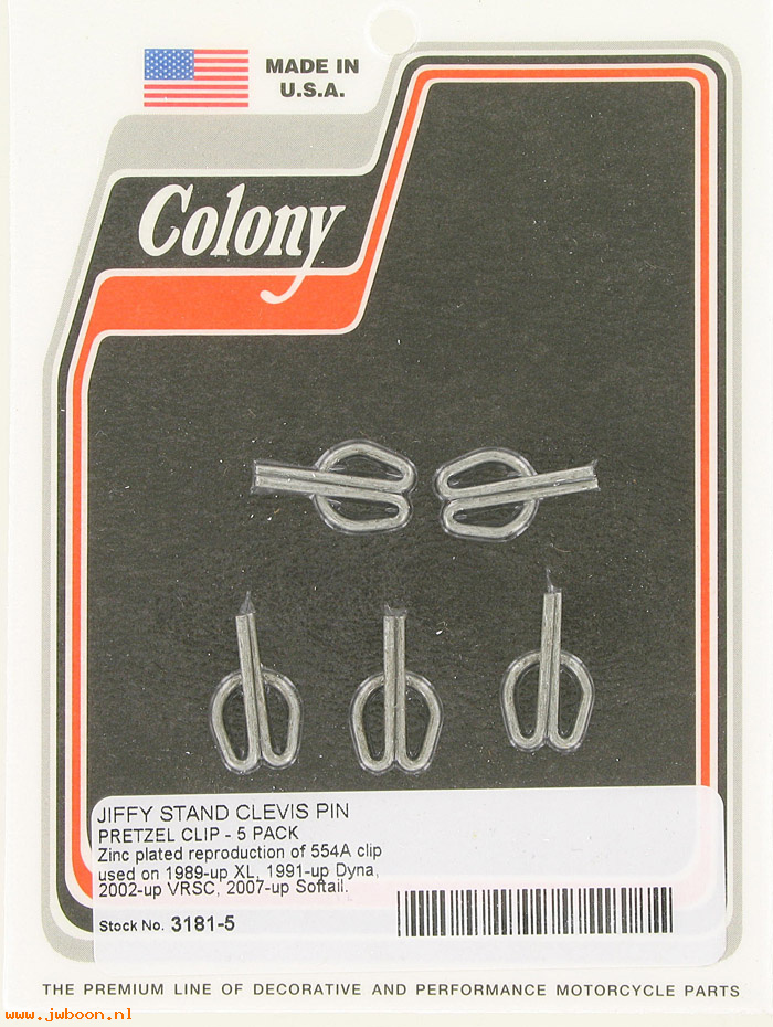 C 3181-5 (     554A): Jiffy stand clevis pin pretzel clip (5) - XL, FXD, VRSC, Softail