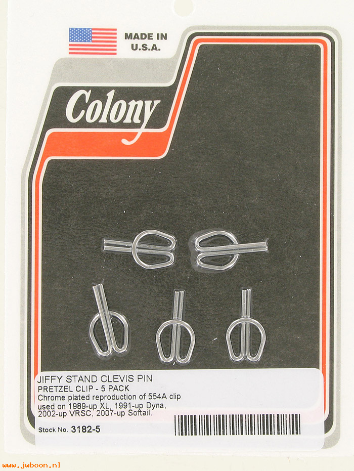 C 3182-5 (     554A): Jiffy stand clevis pin pretzel clip (5) - XL, FXD, VRSC, Softail