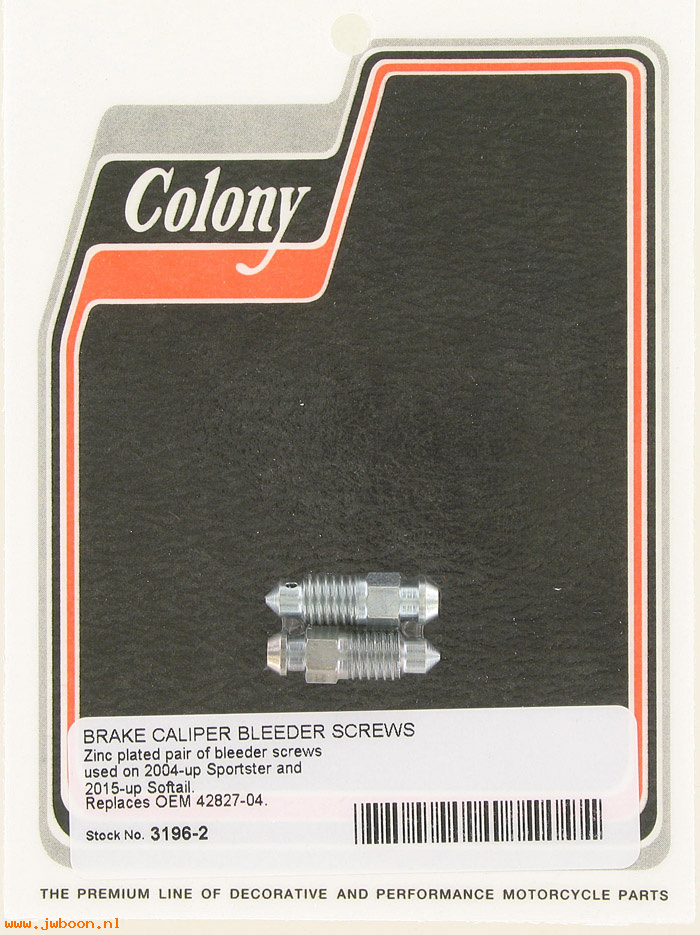 C 3196-2 (42827-04): Brake caliper bleeder screws (2) - XL, XR1200. Softail '015-