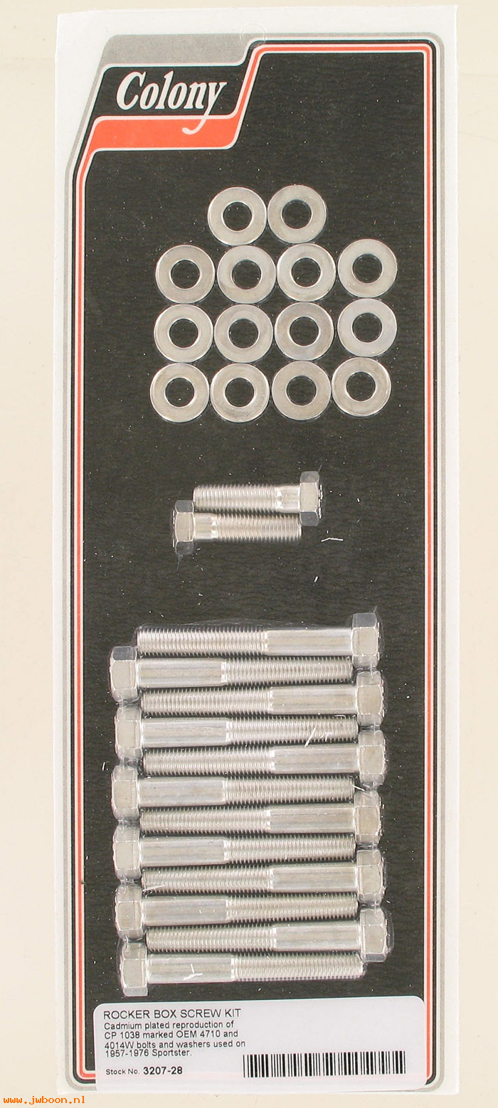 C 3207-28 (    4710): Rocker box screw kit, stock - "1038 CP" - XL's '57-'76, in stock