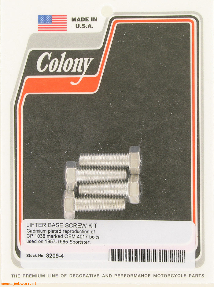 C 3209-4 (    4017): Lifter base screw kit, stock - "1038 CP" - XL's '57-'85, Colony