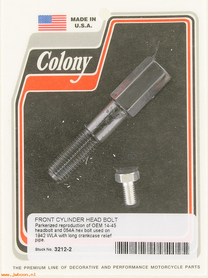 C 3212-2 (16813-45 / 14-45): Bolt, cylinder head, long crankcase relief pipe - Liberator WLA