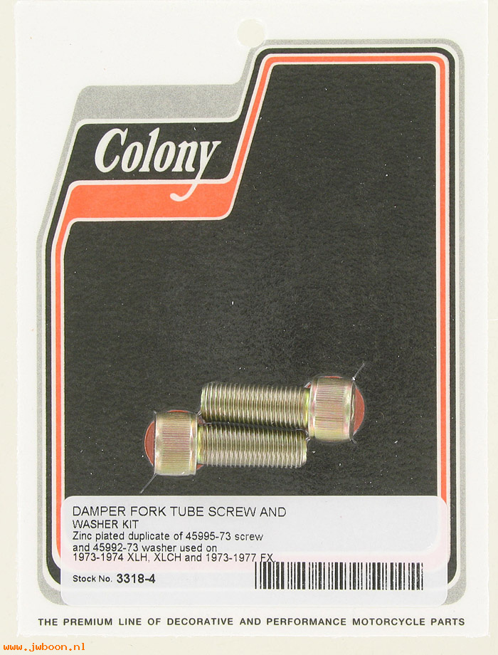 C 3318-4 (45995-73 / 45992-73): Fork damper screw kit - FX '73-'77. XL '73-'74; '81-'90, in stock