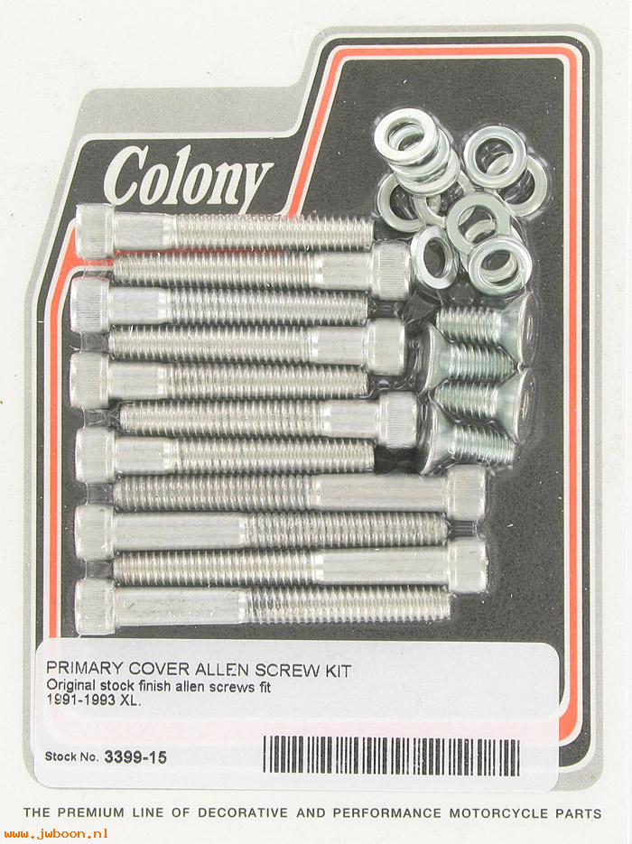 C 3399-15 (): Primary cover screw kit, Allen head - Sportster '91-'93, in stock