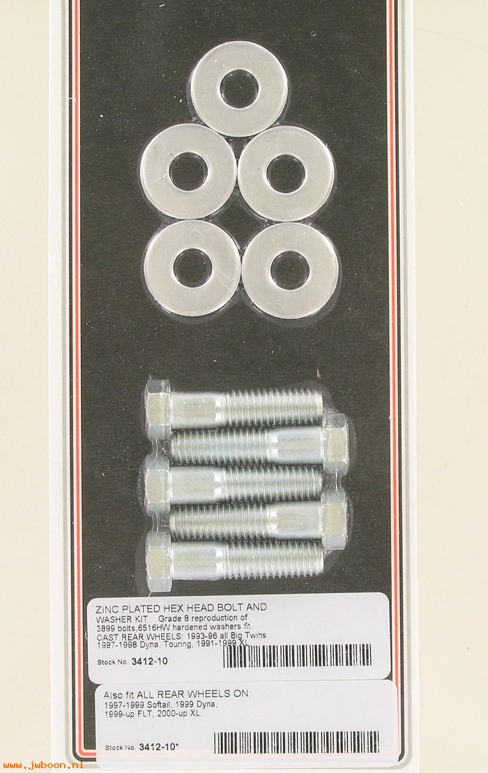 C 3412-10 (    3899 / 6516HW): Rear sprocket bolt kit, cast rear wheels, in stock, Colony