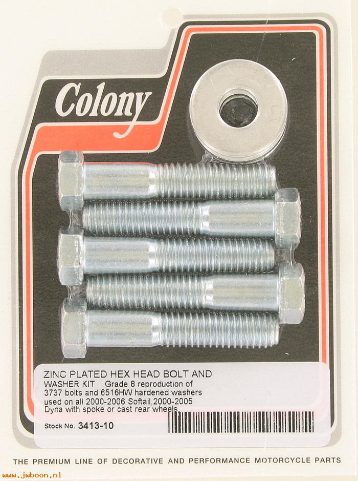C 3413-10 (    3737 / 6516HW): Rear sprocket bolt kit - Softail '00-'06, Dyna '00-'05, in stock