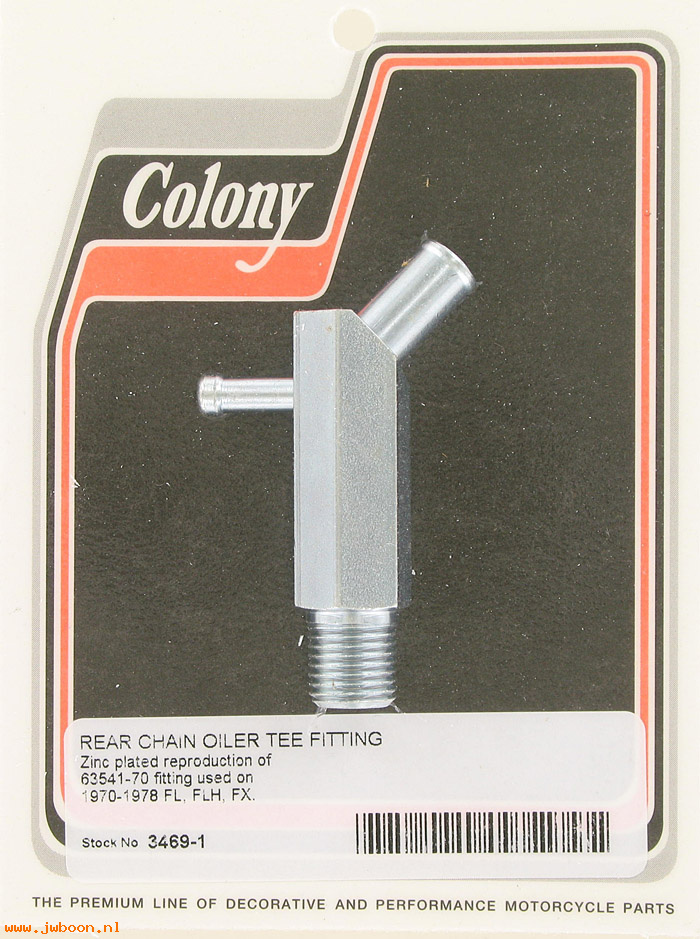 C 3469-1 (63541-70): Rear chain oiler tee fitting - Big Twins '70-'78 FLH,FX, in stock