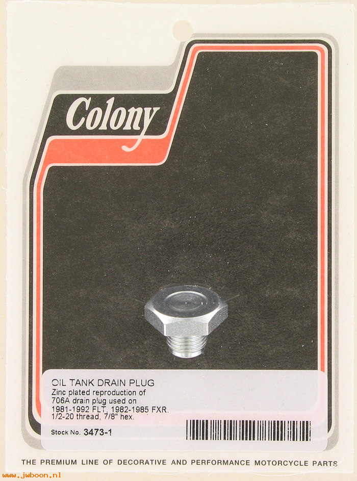C 3473-1 (     706A): Drain plug, oil tank - FXR '82-'85. FLT '81-'92, in stock, Colony