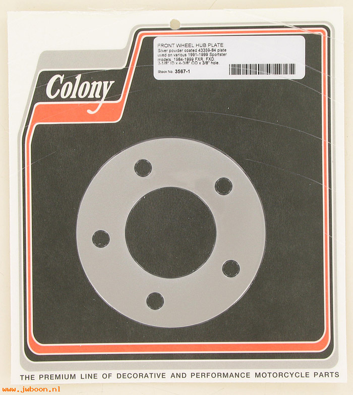 C 3567-1 (43359-84): Front wheel hub plate - FXR, FXD '84-'89. XL '91-'99, in stock