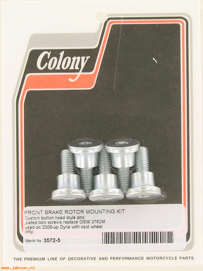 C 3572-5 (    3762M): Front rotor mount screws, in stock, Colony - FXD, Dyna '06-up