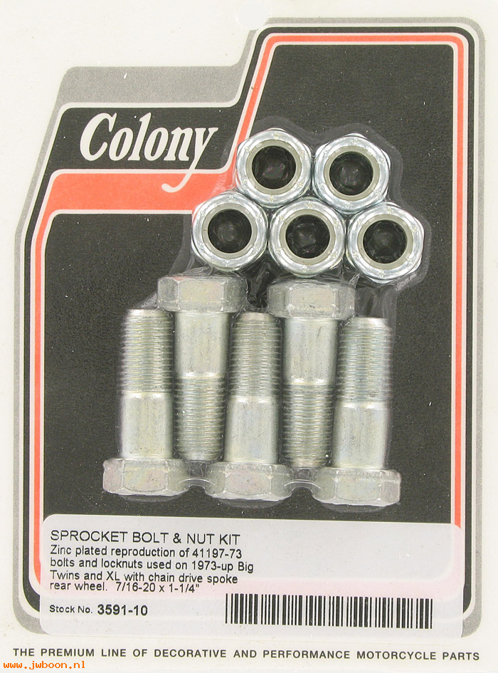 C 3591-10 (41197-73): Sprocket bolt & nut kit - FL's. XL's '73- chain drive spoke wheel
