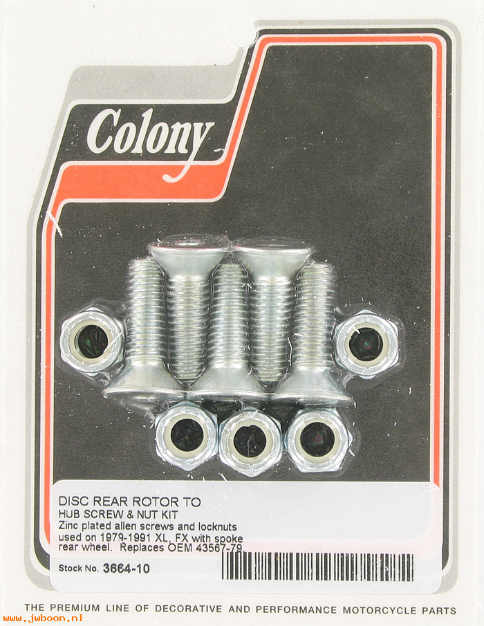 C 3664-10 (43567-79): Set rear brake disc Allen screws and nuts '79-'91 spoke wheel