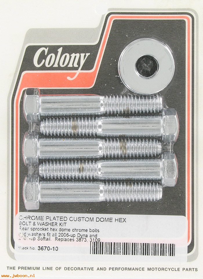 C 3670-10 (    3873 / 3109): Custom dome sprocket bolt washer kit - Soft '07-up, Dyna '06-up