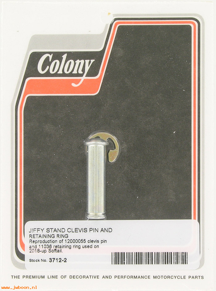 C 3712-2 (12000055): Jiffy stand clevis pin - Softail '18-up