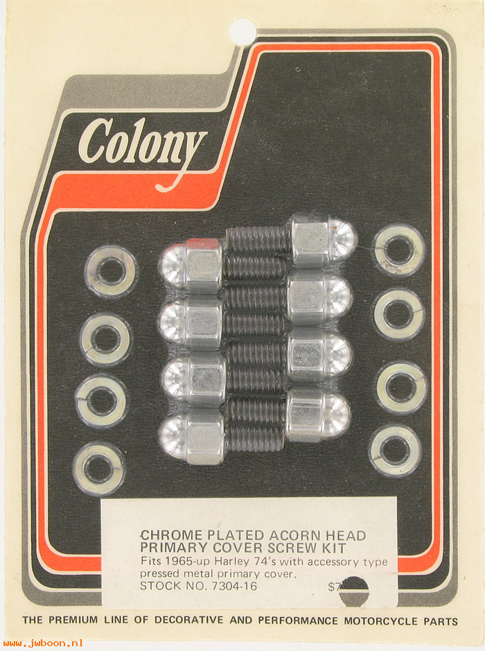 C 7304-16 (): Acorn head primary cover screw kit for custom type primary cover