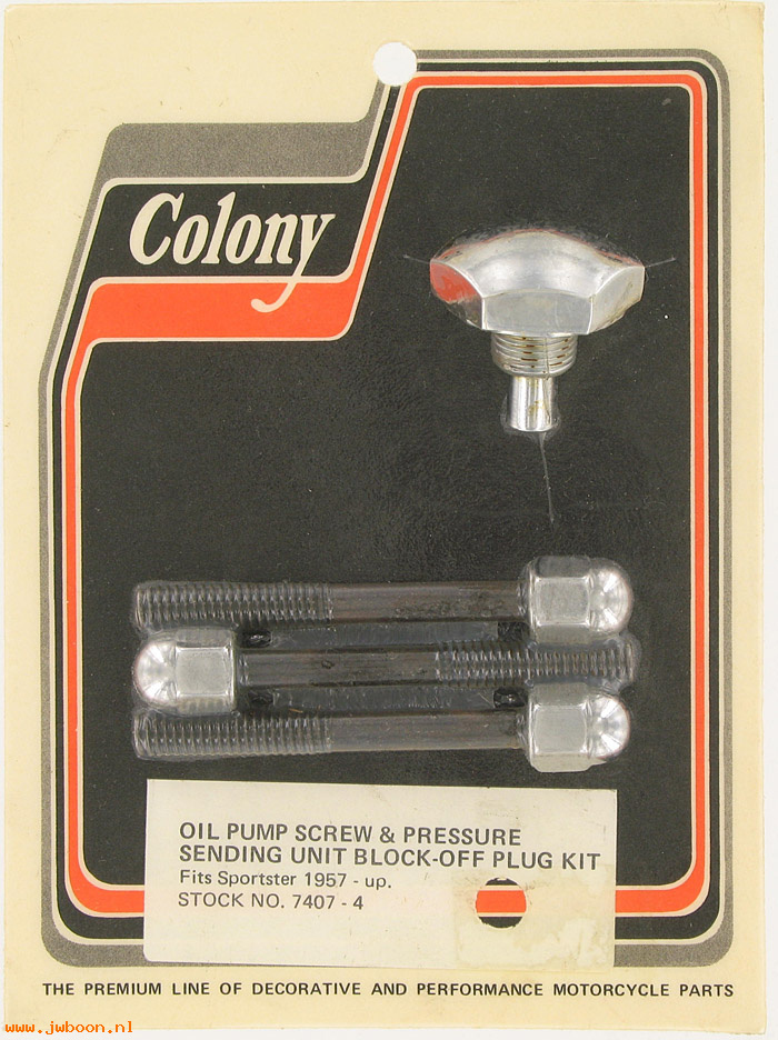 C 7407-4 (): Oil pump screw and block-off plug kit - Sportster,in stock,Colony