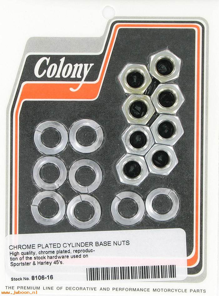 C 8106-16 (    7804 / 0123): Cylinder base nuts, stock - 750cc '29-'73. K,KH,XL 52-85,in stock
