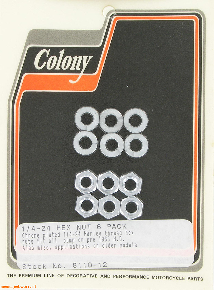 C 8110-12 (    7691 / 0108): 6-pack 1/4"-24 nuts - All models '25-e'82, in stock, Colony