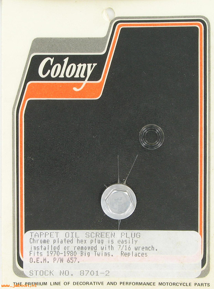 C 8701-2 (     657): Tappet oil screen plug, custom hex - FL, FX '70-'80, in stock