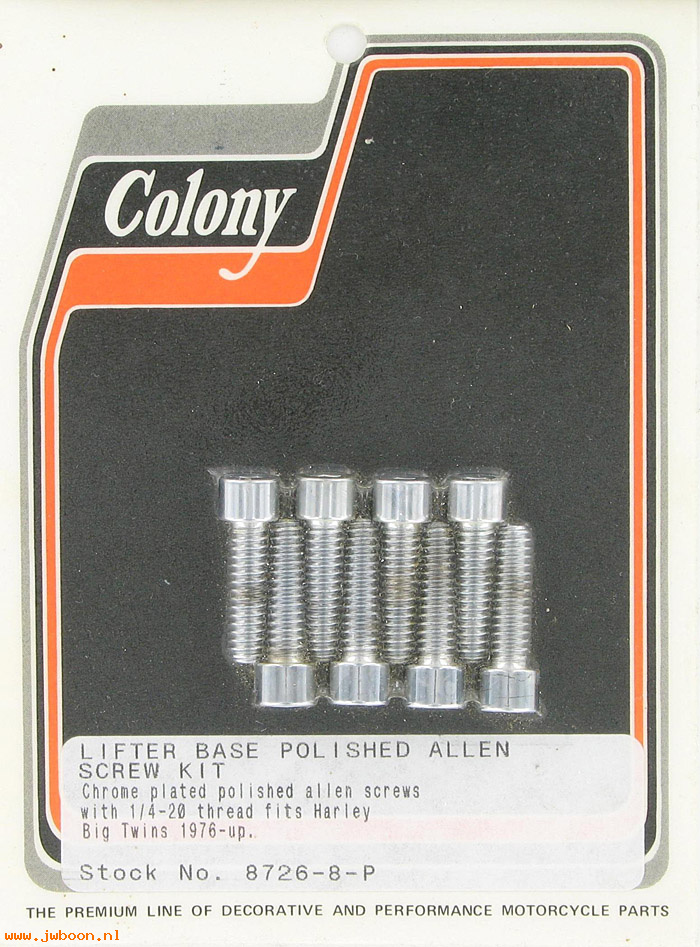 C 8726-8-P (    3770): Lifter base screw kit, 1/4"-20 polished Allen, in stock - FL '76-