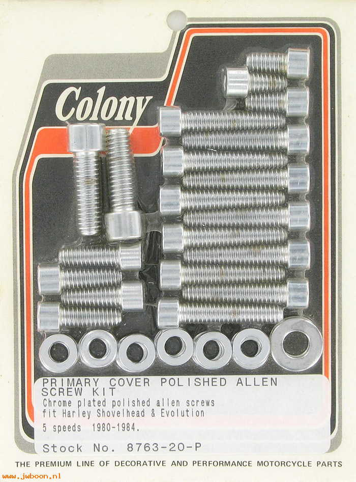C 8763-20-P (): Primary cover screw kit, polished Allen - Big Twins 80-84,5-speed